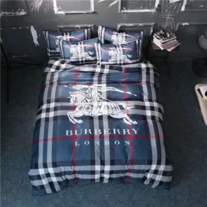 Burberry Logo Brand Bedding Set Bedspread Home Decor Luxury Bedroom