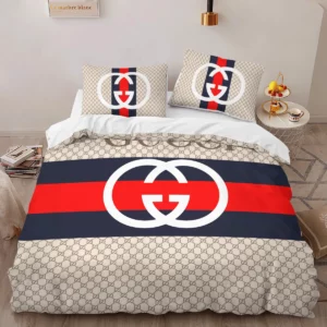 Gucci Louis Vuitton Logo Brand Bedding Set Bedspread Bedroom Luxury Home Decor