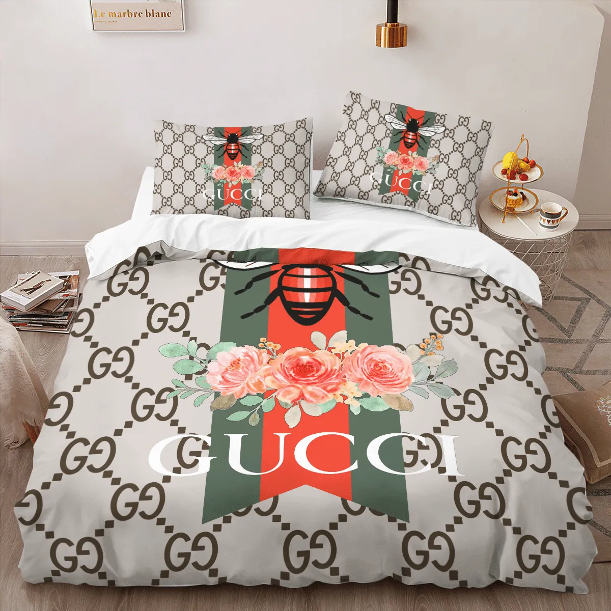 Gucci Louis Vuitton Logo Brand Bedding Set Home Decor Bedroom Bedspread Luxury