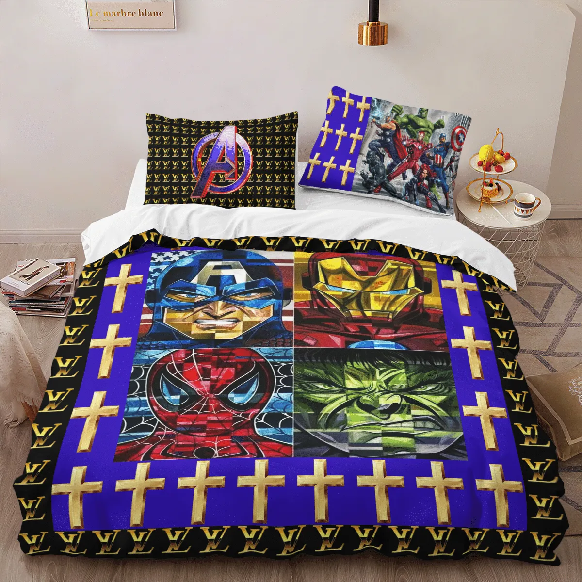 Louis Vuitton Avenger Louis Vuitton Logo Brand Bedding Set Bedroom Luxury Bedspread Home Decor