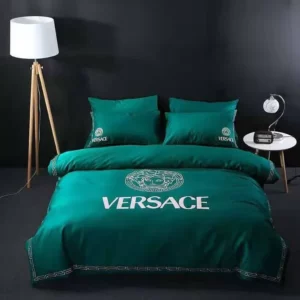 Versace Green Logo Brand Bedding Set Home Decor Bedspread Bedroom Luxury