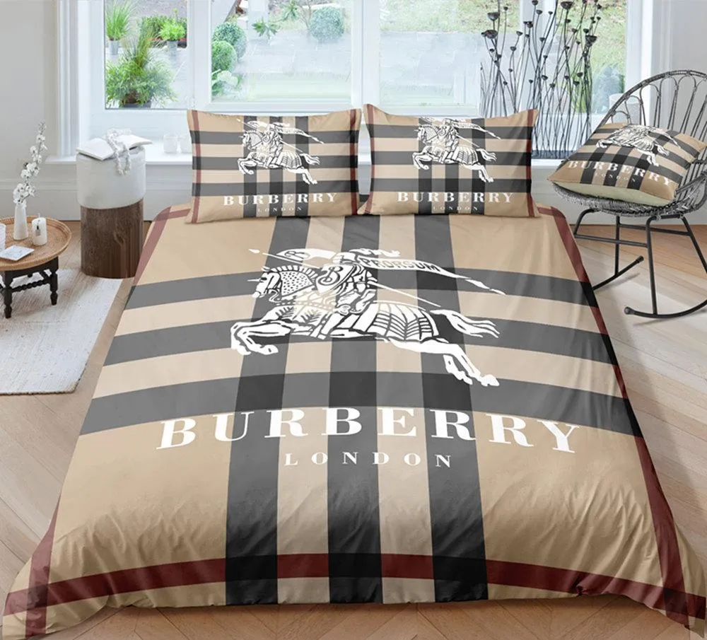 Burberry Logo Brand Bedding Set Bedroom Luxury Home Decor Bedspread