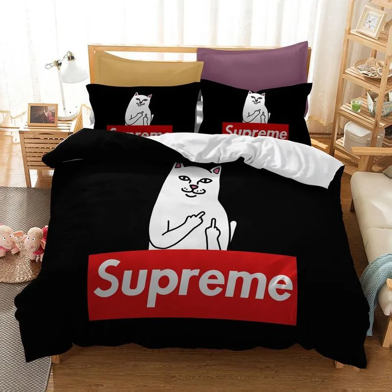 Funny Supreme Cat Logo Brand Bedding Set Luxury Home Decor Bedroom Bedspread