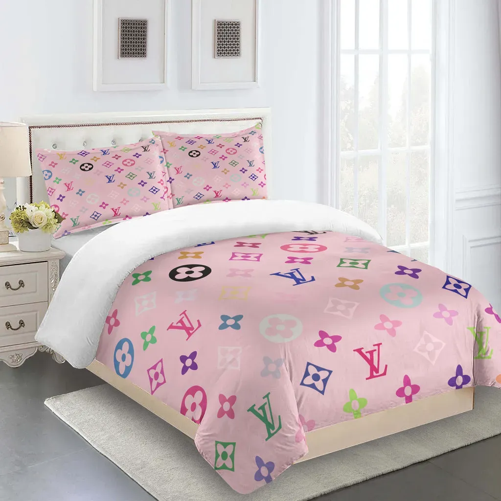 Louis Vuitton Logo Brand Bedding Set Bedspread Bedroom Luxury Home Decor