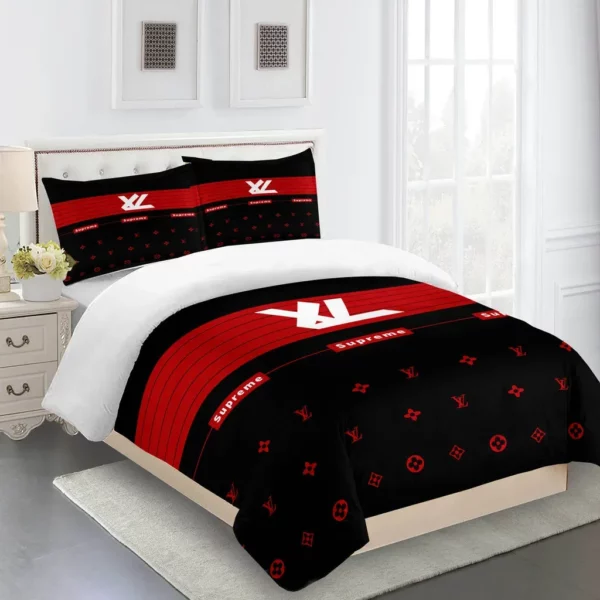 Louis Vuitton Logo Brand Bedding Set Home Decor Bedspread Luxury Bedroom