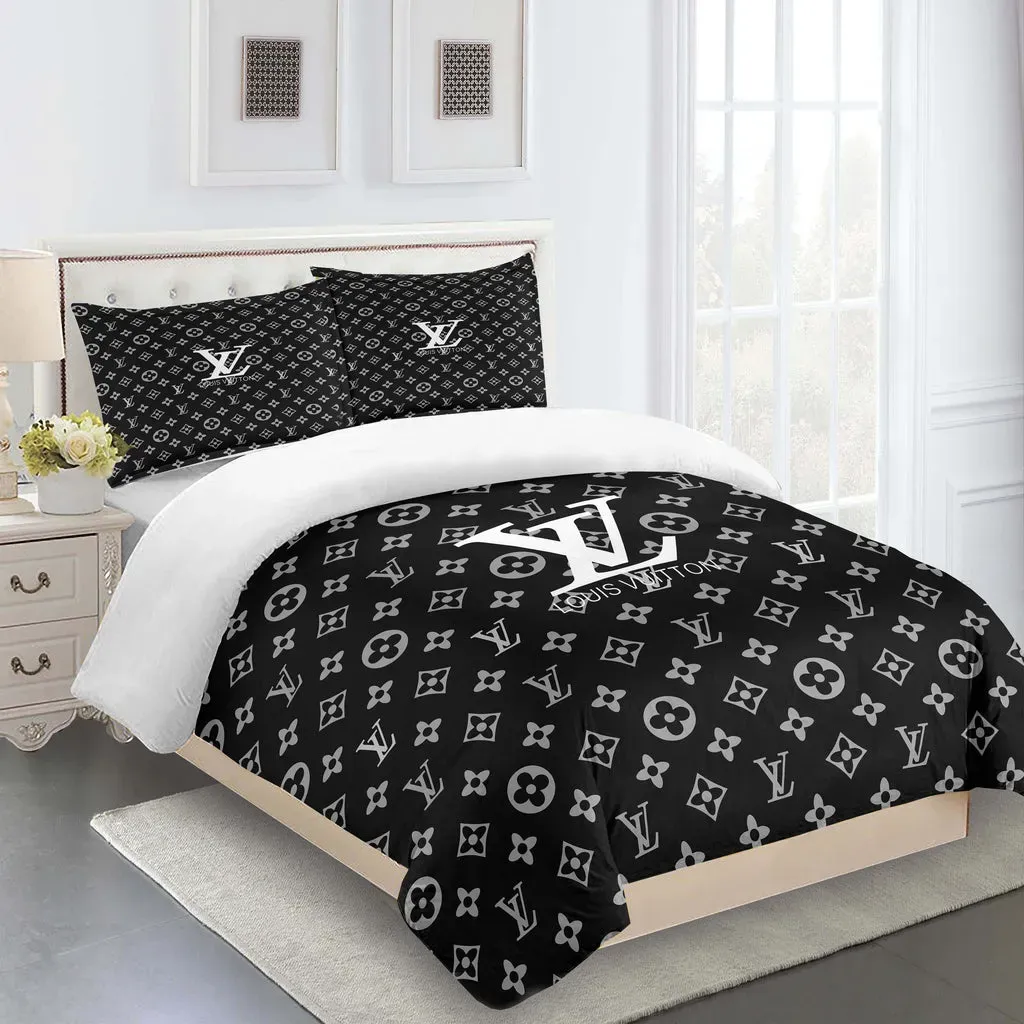 Louis Vuitton Logo Brand Bedding Set Bedroom Bedspread Luxury Home Decor