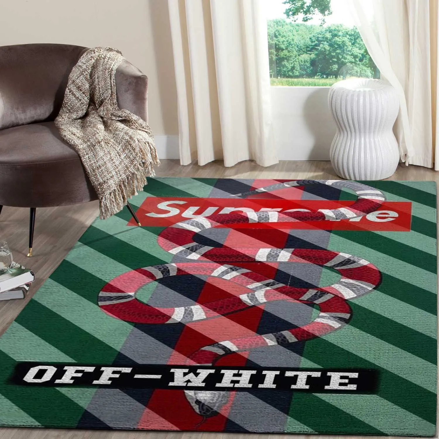 Gucci supreme off-white Rectangle Rug Area Carpet Home Decor Fashion Brand Door Mat Luxury