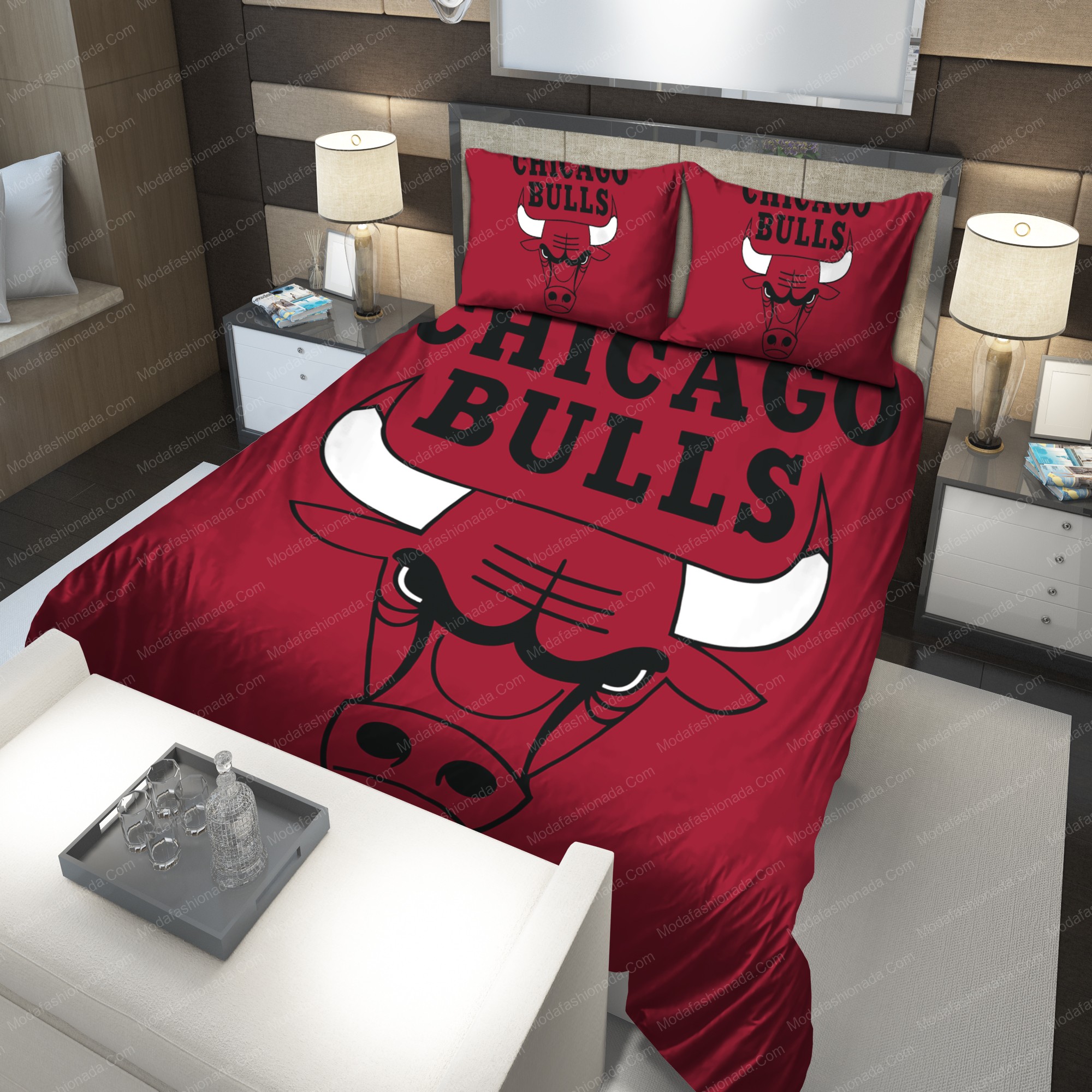 Chicago Bulls Nba 198 Logo Type 1065 Bedding Sets Sporty Bedroom Home Decor