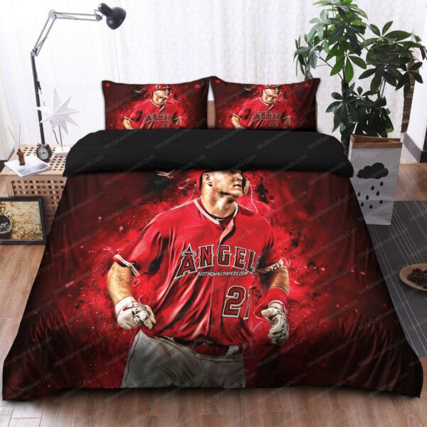 Mike Trout Los Angeles Angels Mlb 12 Logo Type 1451 Bedding Sets Sporty Bedroom Home Decor