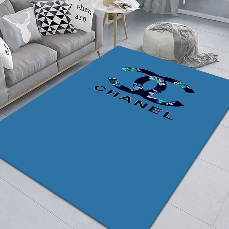 Chanel Blue Luxury Fashion Brand Rug Door Mat Area Carpet Home Decor