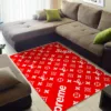 Louis Vuitton Supreme Red Luxury Fashion Brand Rug Door Mat Area Carpet Home Decor