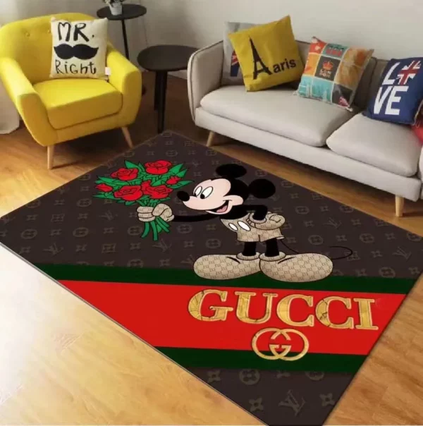 Louis Vuitton Gucci Mickey Luxury Fashion Brand Rug Area Carpet Door Mat Home Decor