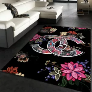 Chanel Flowers Art Luxury Fashion Brand Rug Area Carpet Home Decor Door Mat