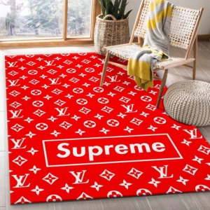 Supreme Lv Red Luxury Fashion Brand Rug Area Carpet Door Mat Home Decor