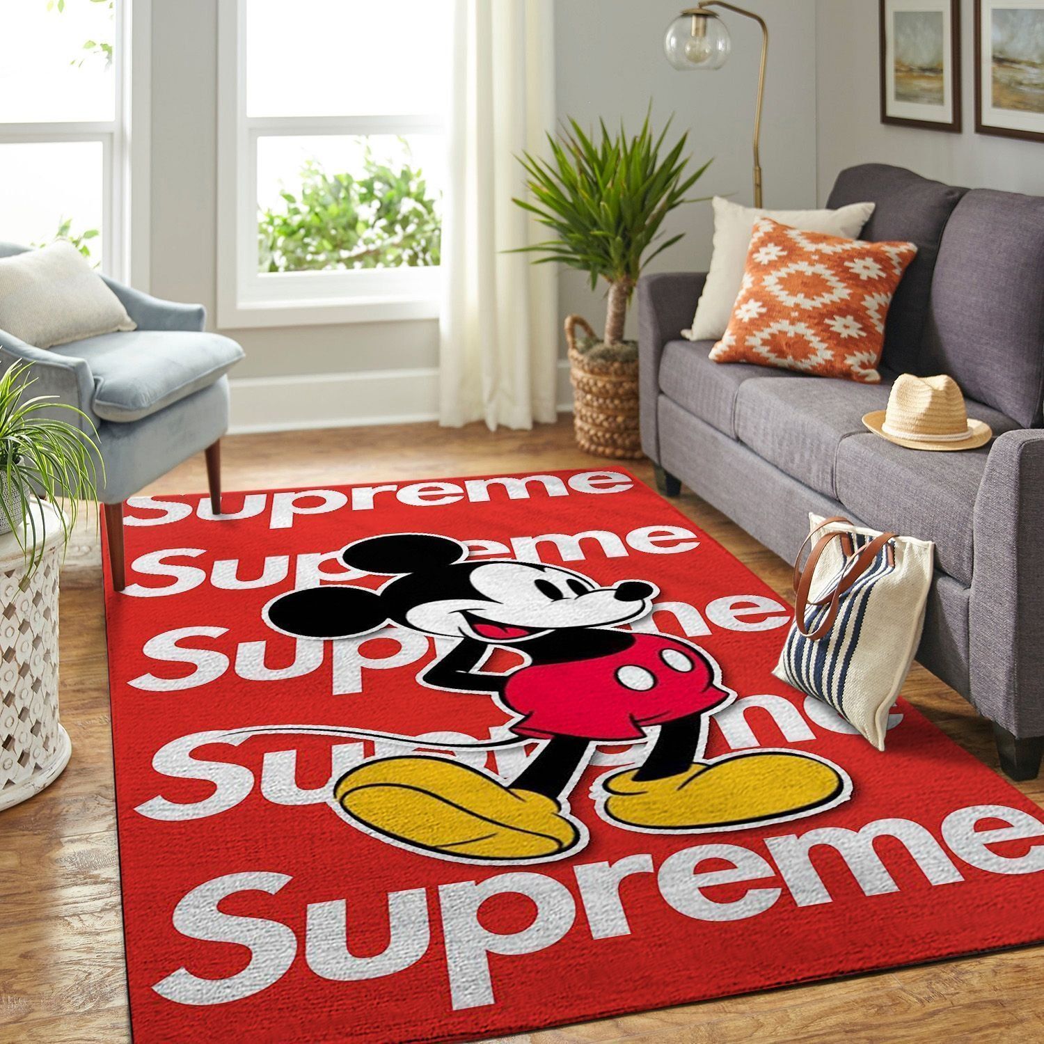 Supreme Mickey Mouse Luxury Fashion Brand Rug Home Decor Door Mat Area Carpet