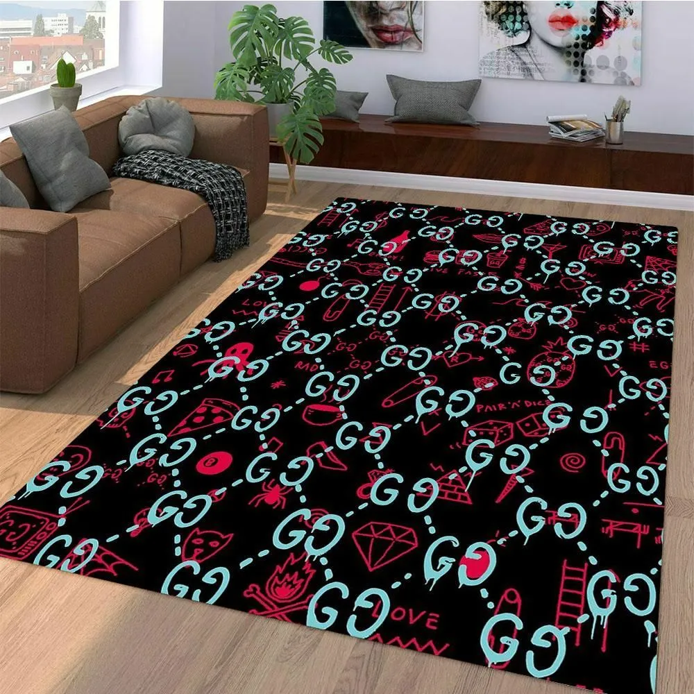 Gucci Multicolor Mat Luxury Fashion Brand Rug Area Carpet Door Mat Home Decor