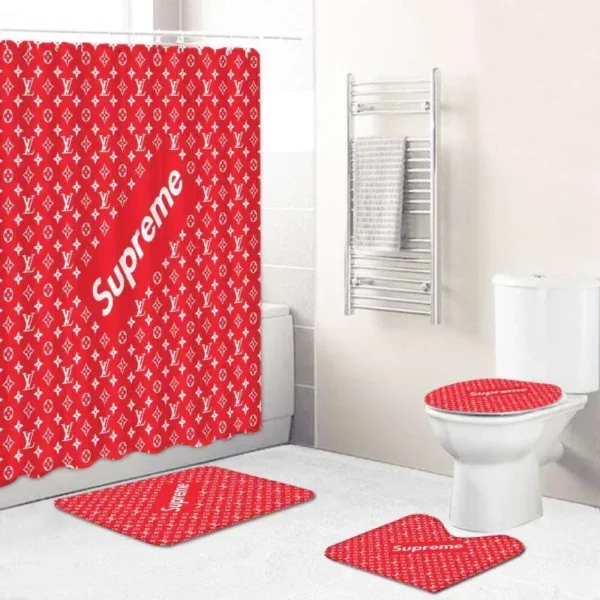 Louis Vuitton Bathroom Set Luxury Fashion Brand Bath Mat Home Decor Hypebeast