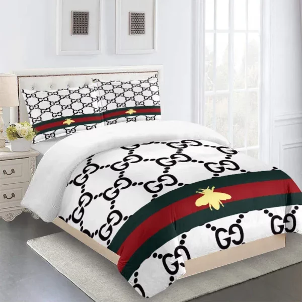 Gucci Logo Brand Bedding Set Bedroom Bedspread Home Decor Luxury