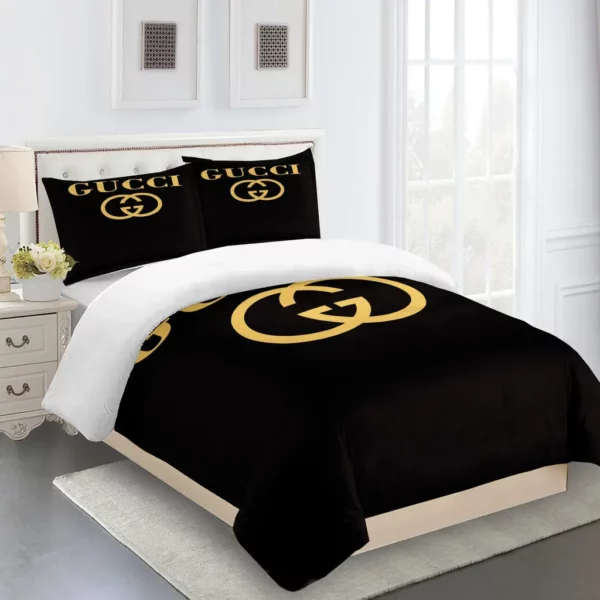 Gucci Logo Brand Bedding Set Bedspread Home Decor Bedroom Luxury