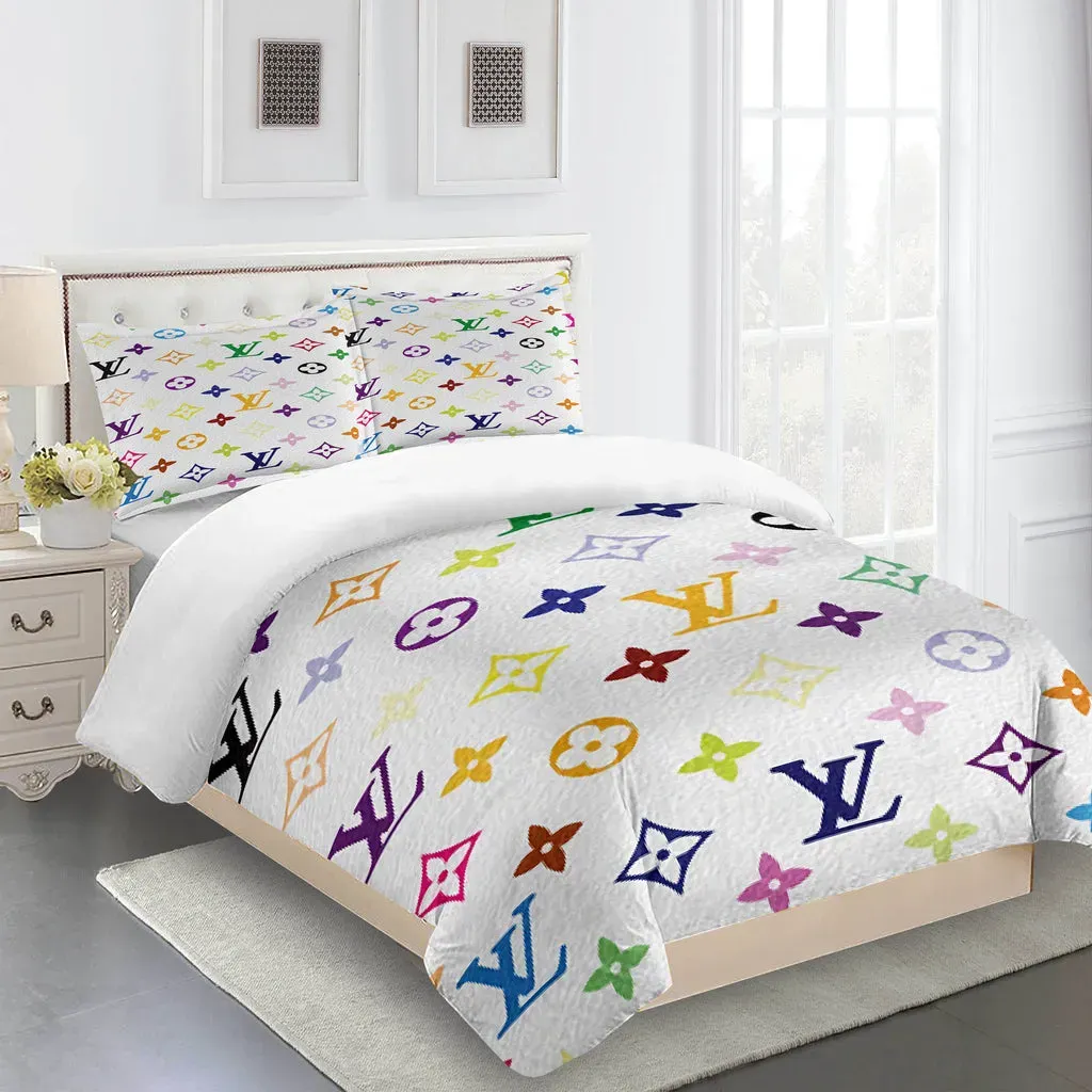 Louis Vuitton Logo Brand Bedding Set Bedspread Luxury Home Decor Bedroom