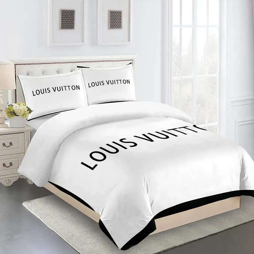 Louis Vuitton Logo Brand Bedding Set Bedroom Home Decor Luxury Bedspread