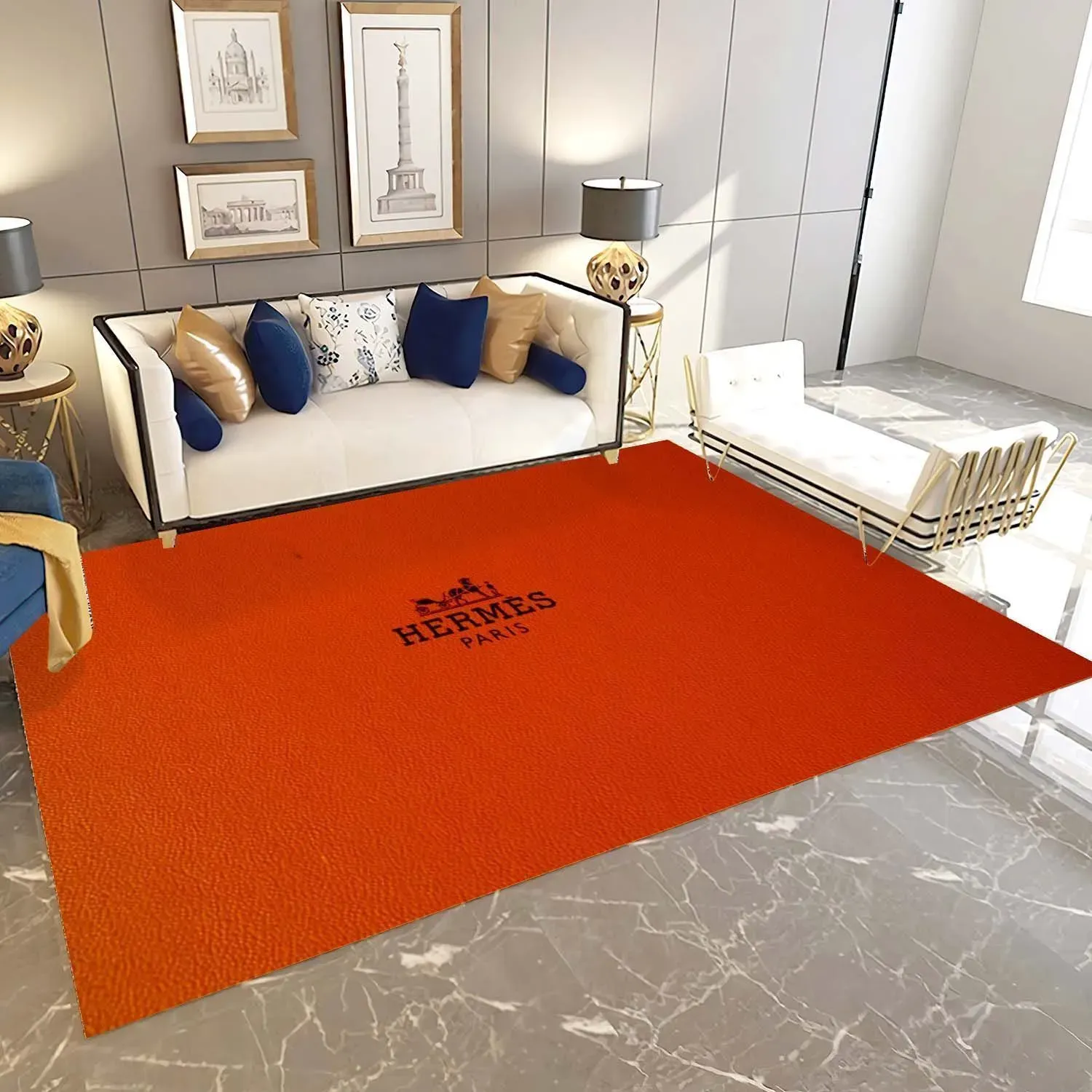 Hermes Rectangle Rug Area Carpet Home Decor Door Mat Fashion Brand Luxury