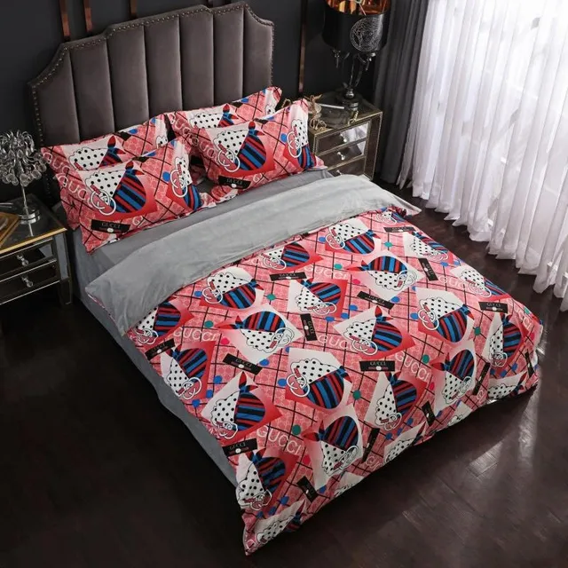 Gucci Logo Brand Bedding Set Home Decor Bedspread Luxury Bedroom