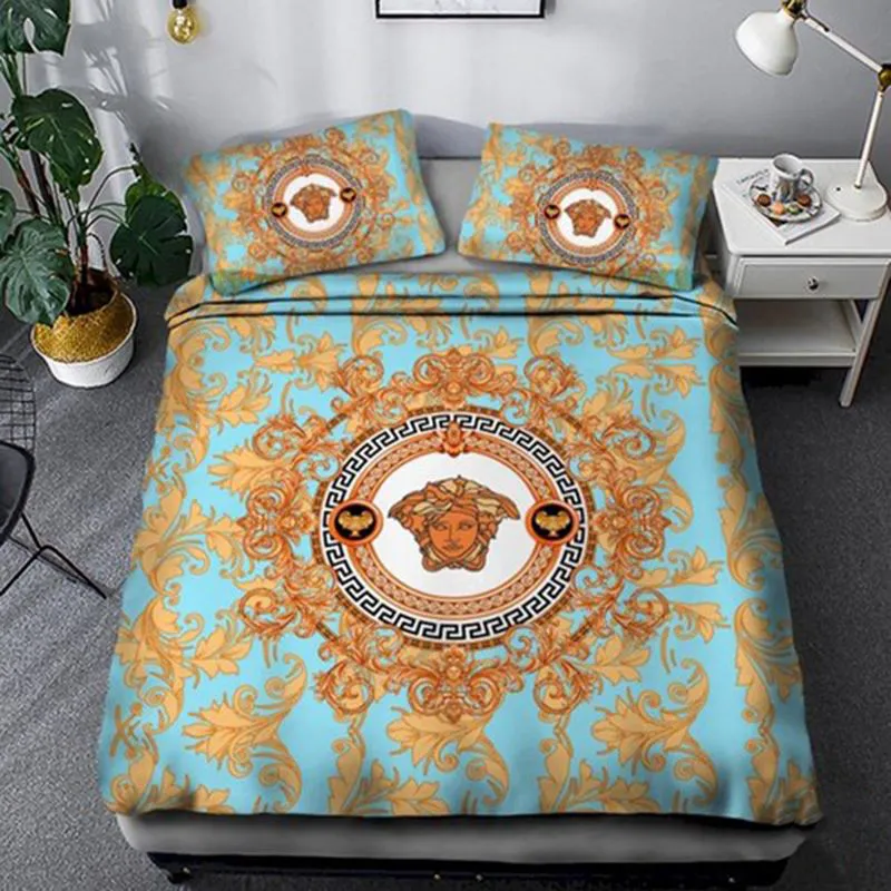 Versace Logo Brand Bedding Set Bedroom Bedspread Home Decor Luxury