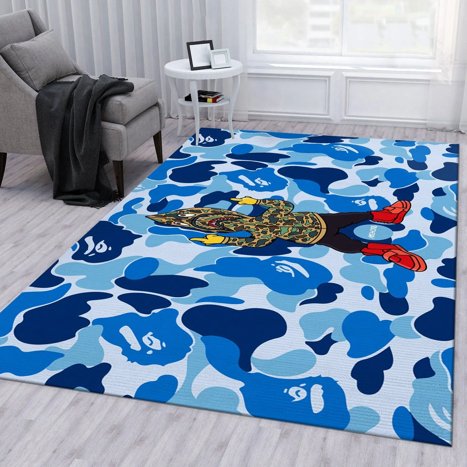 Bape Shark Rectangle Rug Area Carpet Home Decor Door Mat Fashion Brand Luxury