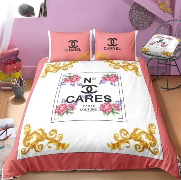 Chanel Flowers Logo Brand Bedding Set Bedspread Luxury Bedroom Home Decor