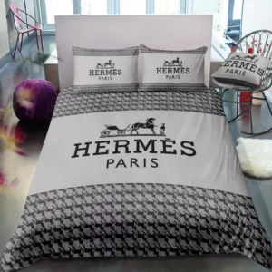 Hermes Logo Brand Bedding Set Home Decor Bedspread Bedroom Luxury