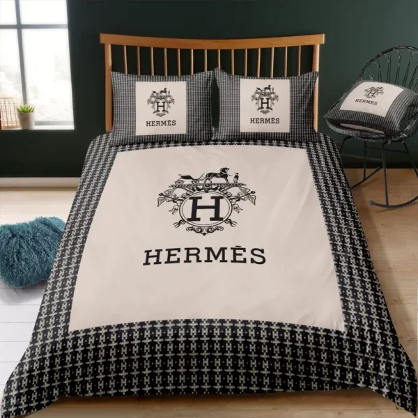 Hermes Logo Brand Bedding Set Home Decor Luxury Bedroom Bedspread