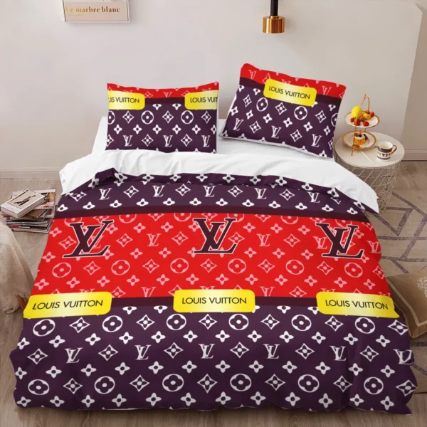 Louis Vuitton Paris Logo Brand Bedding Set Home Decor Bedroom Bedspread Luxury