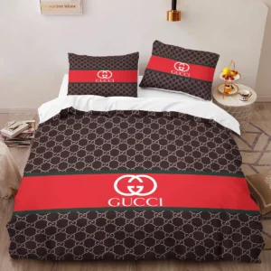 Gucci Logo Brand Bedding Set Home Decor Bedspread Bedroom Luxury