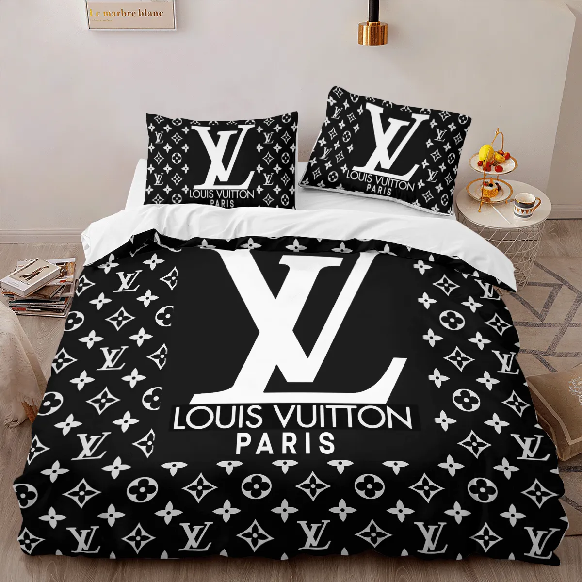 Louis Vuitton Paris Logo Brand Bedding Set Home Decor Bedroom Luxury Bedspread