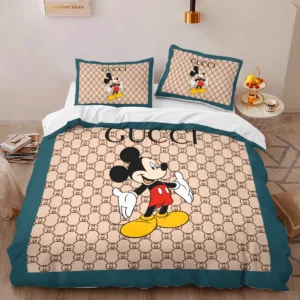 Gucci Mickey Louis Vuitton Logo Brand Bedding Set Home Decor Bedroom Bedspread Luxury