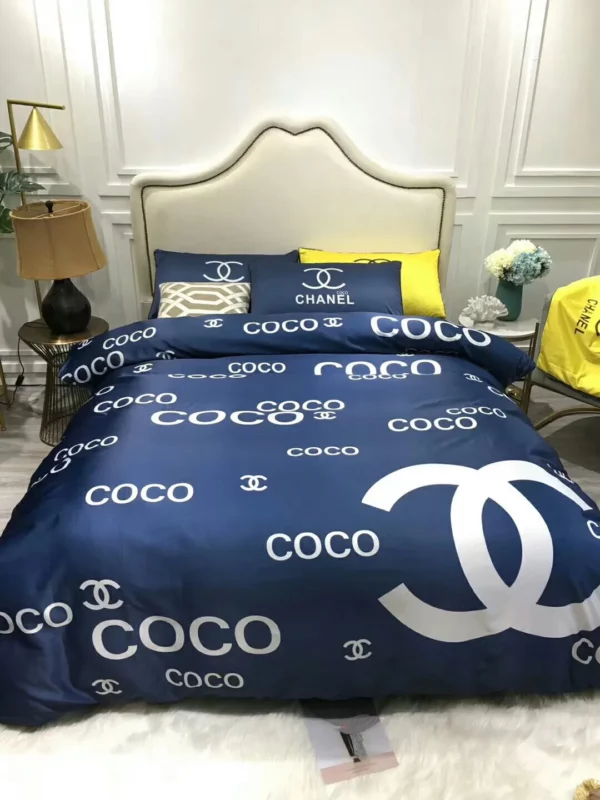 Chanel Coco Logo Brand Bedding Set Bedroom Bedspread Home Decor Luxury