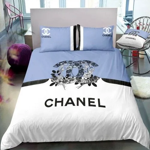 Chanel Flowers Logo Brand Bedding Set Bedroom Home Decor Bedspread Luxury