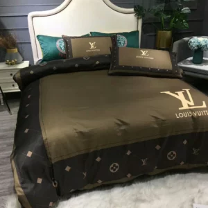 Louis Vuitton Logo Brand Bedding Set Home Decor Bedroom Luxury Bedspread