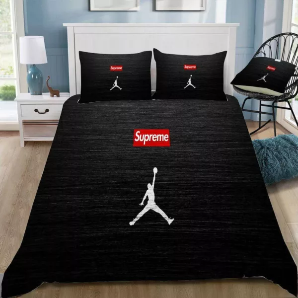 Supreme Jordan Logo Brand Bedding Set Bedroom Bedspread Home Decor Luxury