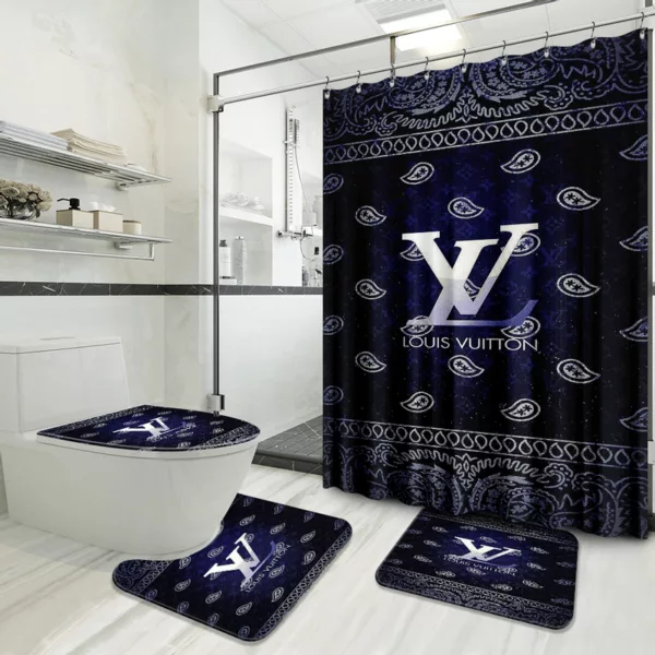 Louis Vuitton Preium Bathroom Set Luxury Fashion Brand Hypebeast Bath Mat Home Decor