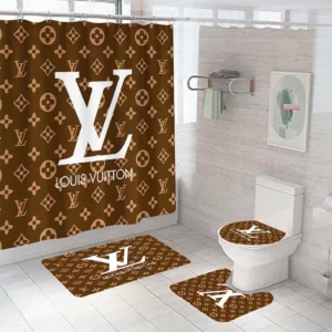 Louis Vuitton Light Brown Bathroom Set Luxury Fashion Brand Bath Mat Hypebeast Home Decor