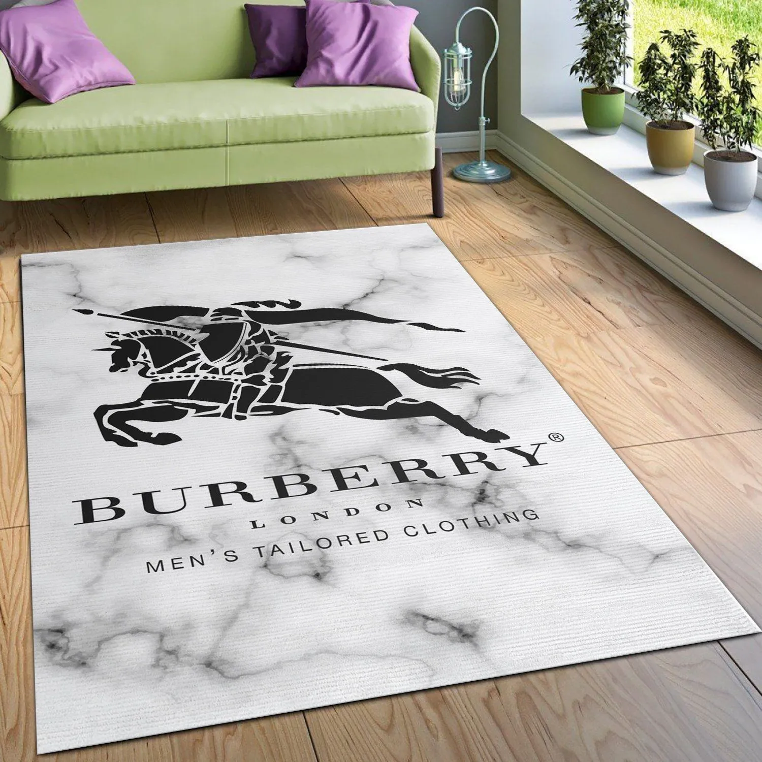 Burberry Rectangle Rug Luxury Area Carpet Home Decor Fashion Brand Door Mat