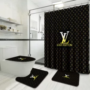 Louis Vuitton Black Golden Bathroom Set Hypebeast Luxury Fashion Brand Bath Mat Home Decor