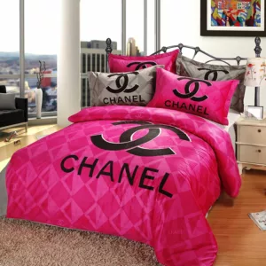 Chanel Pinky Logo Brand Bedding Set Bedspread Luxury Home Decor Bedroom