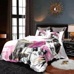 Chanel Logo Brand Bedding Set Home Decor Bedspread Luxury Bedroom