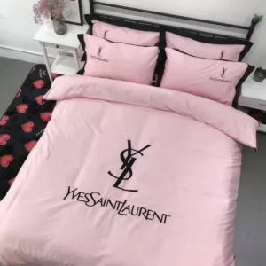 Yves Saint Laurent Pinky Logo Brand Bedding Set Home Decor Luxury Bedroom Bedspread