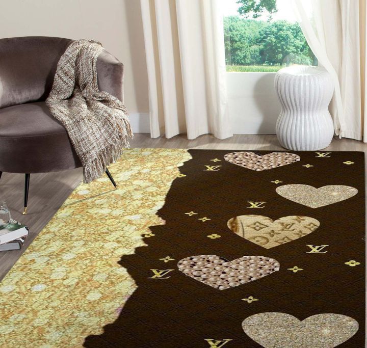 Louis Vuitton Heart Rectangle Rug Home Decor Fashion Brand Door Mat Area Carpet Luxury