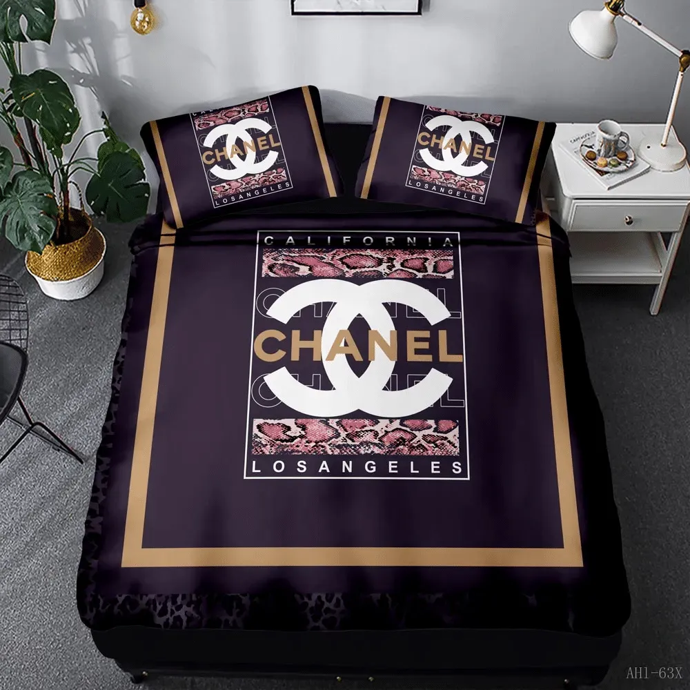 Chanel C Logo Brand Bedding Set Home Decor Bedspread Bedroom Luxury