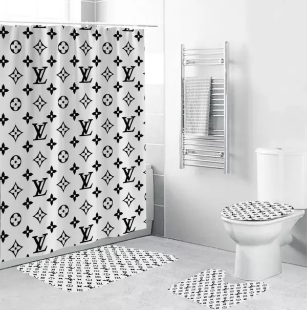 Louis Vuitton White Bathroom Set Home Decor Bath Mat Luxury Fashion Brand Hypebeast